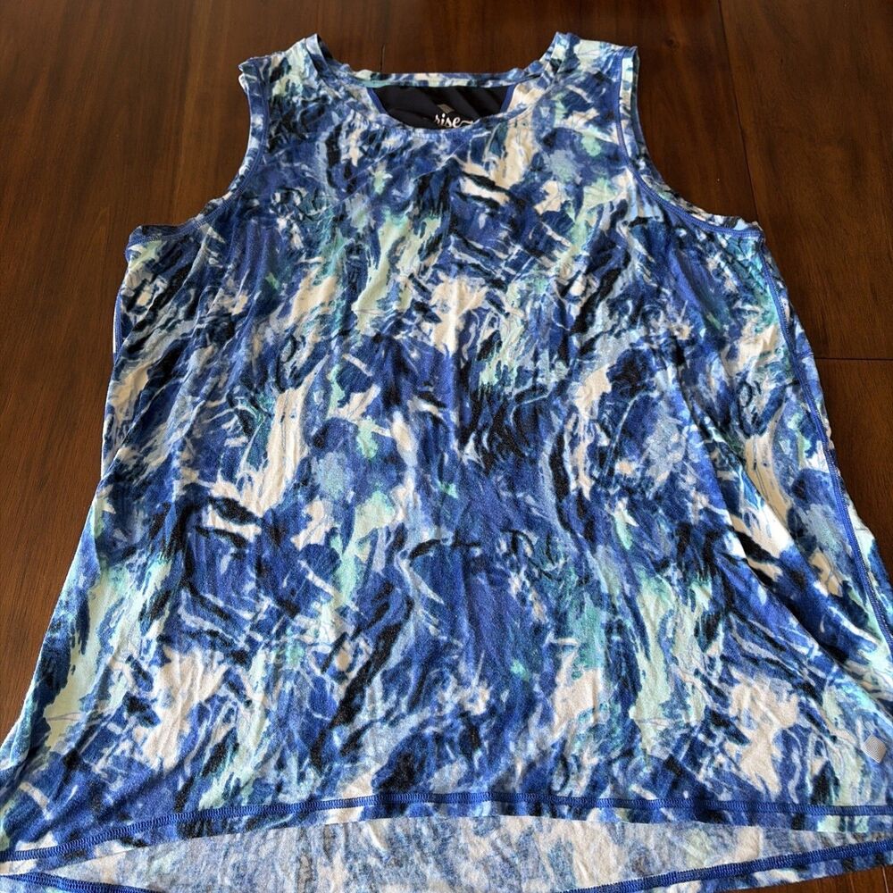 Lularoe Rise Strong Relaxed Workout Tank - Blue Tie-dye - Size  1x